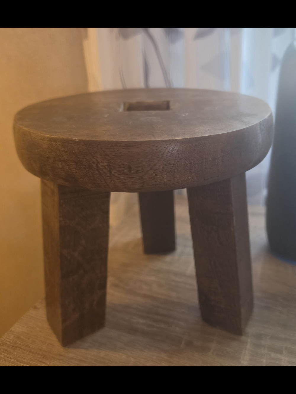 Rustic Wooden Mini Stool - Dark Brown